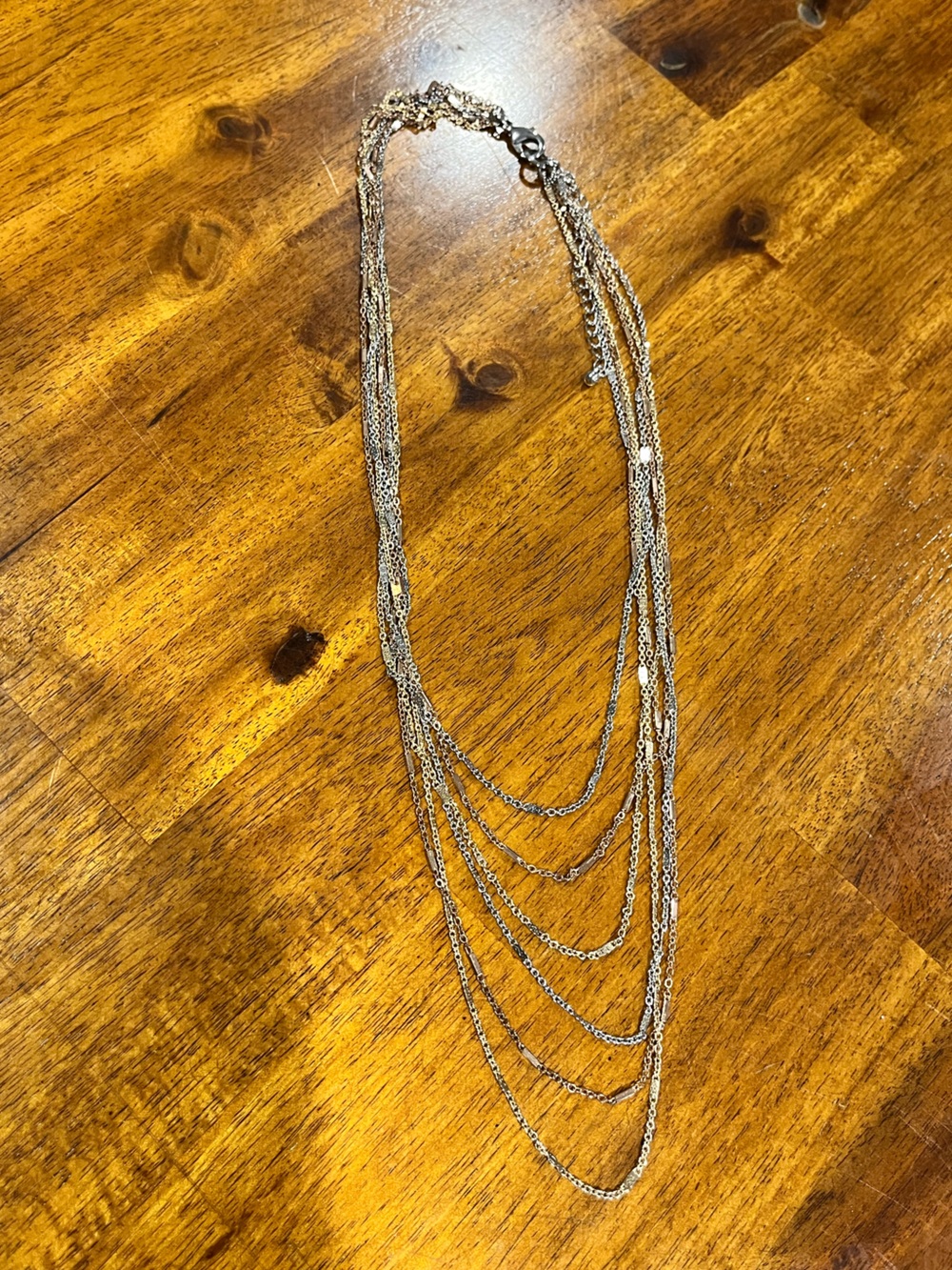 Multi-Strand Silver Layered Necklace